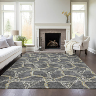 Piper Looms Chantille Geometric ACN959 Charcoal Machine Washable Area Rug Lifestyle Image Feature