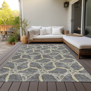 Piper Looms Chantille Geometric ACN959 Charcoal Machine Washable Area Rug Outdoor Lifestyle Image Feature