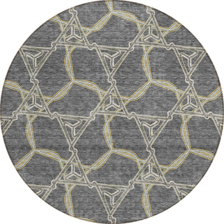Piper Looms Chantille Geometric ACN959 Charcoal Machine Washable Area Rug Round Main Image