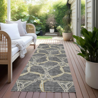 Piper Looms Chantille Geometric ACN959 Charcoal Machine Washable Area Rug Runner Outdoor Lifestyle Image Feature
