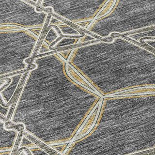 Piper Looms Chantille Geometric ACN959 Charcoal Machine Washable Area Rug Swatch Image