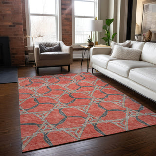 Piper Looms Chantille Geometric ACN959 Coral Machine Washable Area Rug Lifestyle Image Feature