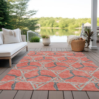 Piper Looms Chantille Geometric ACN959 Coral Machine Washable Area Rug Outdoor Lifestyle Image Feature