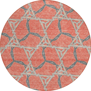 Piper Looms Chantille Geometric ACN959 Coral Machine Washable Area Rug Round Main Image