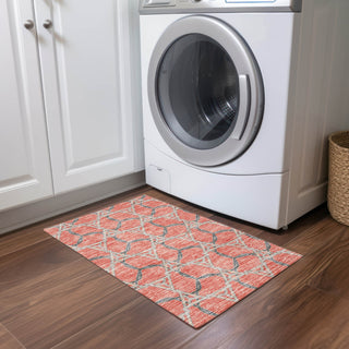 Piper Looms Chantille Geometric ACN959 Coral Machine Washable Area Rug Scatter Lifestyle Image Feature