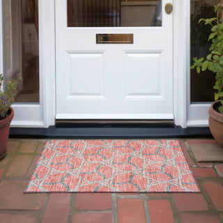 Piper Looms Chantille Geometric ACN959 Coral Machine Washable Area Rug Scatter Outdoor Lifestyle Image Feature