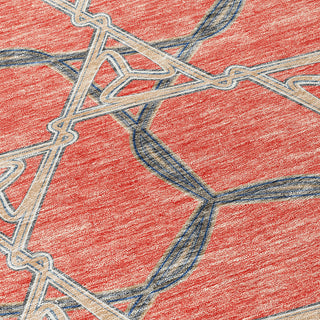 Piper Looms Chantille Geometric ACN959 Coral Machine Washable Area Rug Swatch Image