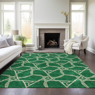 Piper Looms Chantille Geometric ACN959 Emerald Machine Washable Area Rug Lifestyle Image Feature