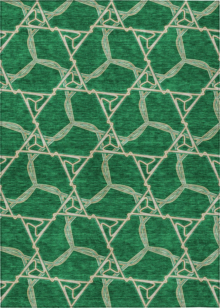 Piper Looms Chantille Geometric ACN959 Emerald Machine Washable Area Rug main image
