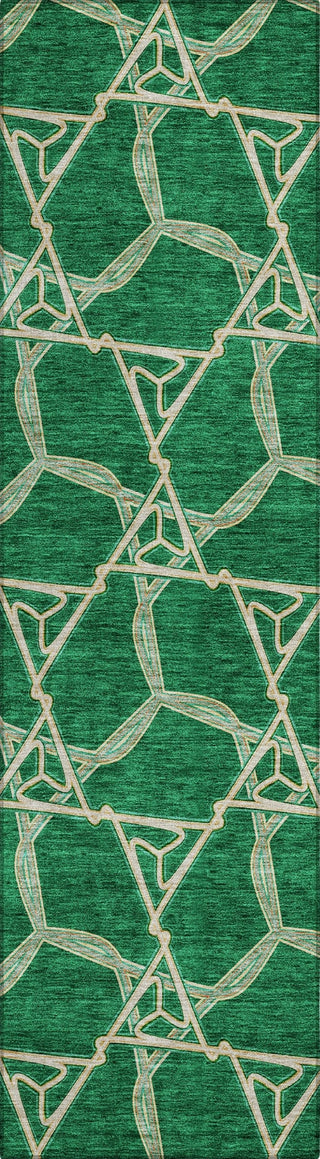 Piper Looms Chantille Geometric ACN959 Emerald Machine Washable Area Rug Runner Main Image
