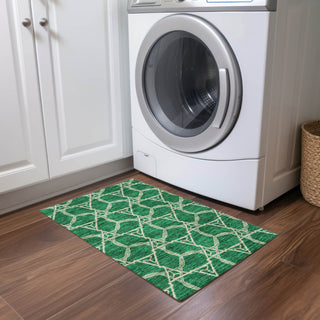 Piper Looms Chantille Geometric ACN959 Emerald Machine Washable Area Rug Scatter Lifestyle Image Feature