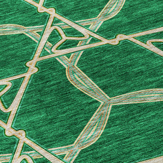 Piper Looms Chantille Geometric ACN959 Emerald Machine Washable Area Rug Swatch Image