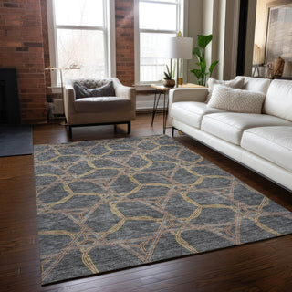 Piper Looms Chantille Geometric ACN959 Gray Machine Washable Area Rug Lifestyle Image Feature