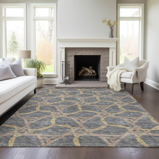 Piper Looms Chantille Geometric ACN959 Gray Machine Washable Area Rug Lifestyle Image Feature