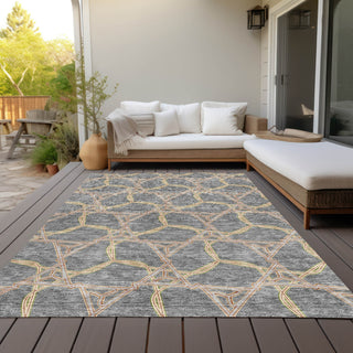 Piper Looms Chantille Geometric ACN959 Gray Machine Washable Area Rug Outdoor Lifestyle Image Feature