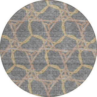 Piper Looms Chantille Geometric ACN959 Gray Machine Washable Area Rug Round Main Image