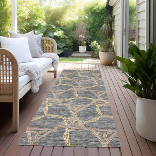 Piper Looms Chantille Geometric ACN959 Gray Machine Washable Area Rug Runner Outdoor Lifestyle Image Feature