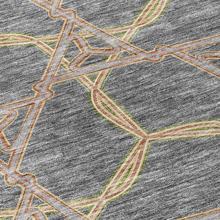 Piper Looms Chantille Geometric ACN959 Gray Machine Washable Area Rug Swatch Image