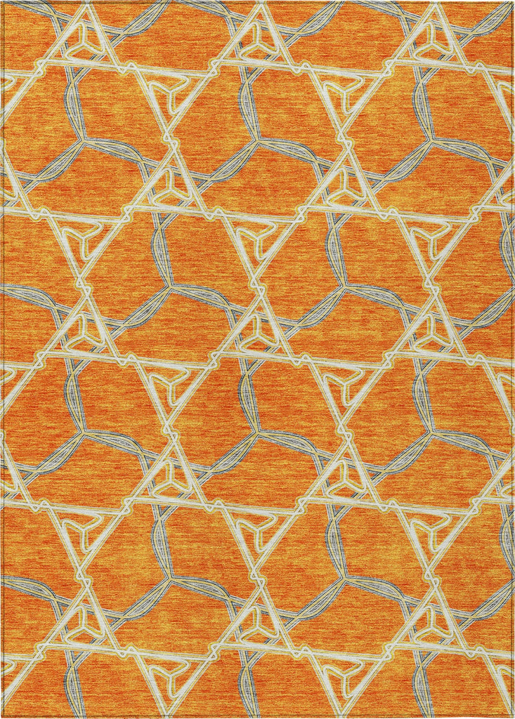 Piper Looms Chantille Geometric ACN959 Orange Machine Washable Area Rug main image