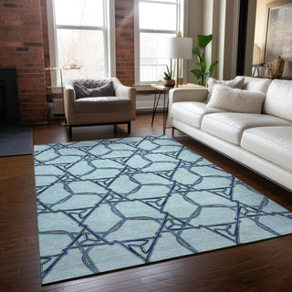 Piper Looms Chantille Geometric ACN959 Sky Machine Washable Area Rug Lifestyle Image Feature