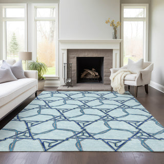 Piper Looms Chantille Geometric ACN959 Sky Machine Washable Area Rug Lifestyle Image Feature