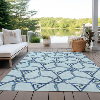 Piper Looms Chantille Geometric ACN959 Sky Machine Washable Area Rug Outdoor Lifestyle Image Feature