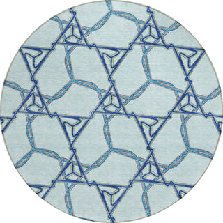 Piper Looms Chantille Geometric ACN959 Sky Machine Washable Area Rug Round Main Image