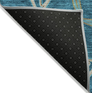 Piper Looms Chantille Geometric ACN959 Teal Machine Washable Area Rug Backing Image