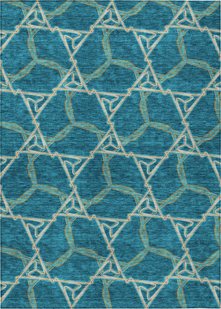 Piper Looms Chantille Geometric ACN959 Teal Machine Washable Area Rug main image