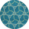Piper Looms Chantille Geometric ACN959 Teal Machine Washable Area Rug Round Main Image