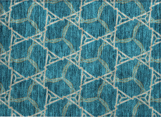Piper Looms Chantille Geometric ACN959 Teal Machine Washable Area Rug Scatter Main Image