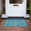 Piper Looms Chantille Geometric ACN959 Teal Machine Washable Area Rug Scatter Outdoor Lifestyle Image Feature