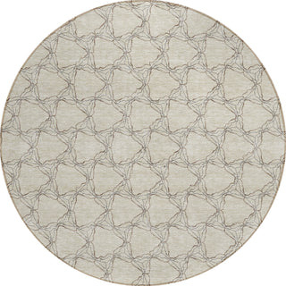 Piper Looms Chantille Geometric ACN960 Beige Machine Washable Area Rug Round Main Image