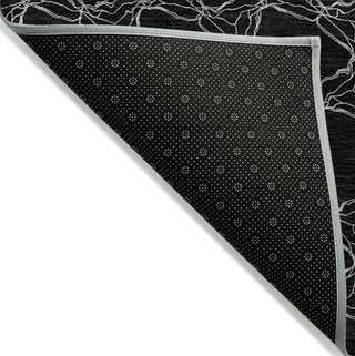 Piper Looms Chantille Geometric ACN960 Black Machine Washable Area Rug Backing Image