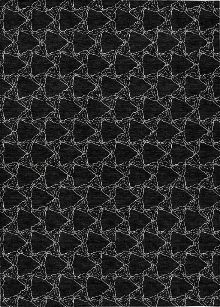 Piper Looms Chantille Geometric ACN960 Black Machine Washable Area Rug main image
