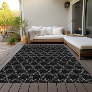 Piper Looms Chantille Geometric ACN960 Black Machine Washable Area Rug Outdoor Lifestyle Image Feature