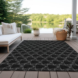 Piper Looms Chantille Geometric ACN960 Black Machine Washable Area Rug Outdoor Lifestyle Image Feature