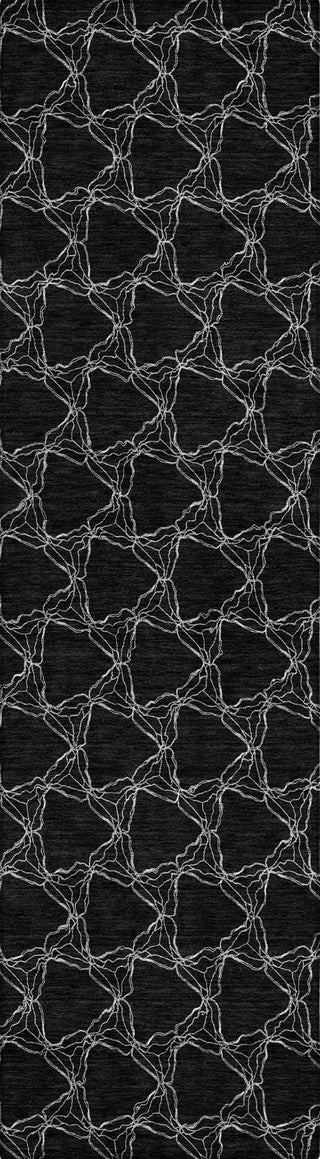 Piper Looms Chantille Geometric ACN960 Black Machine Washable Area Rug Runner Main Image