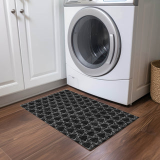 Piper Looms Chantille Geometric ACN960 Black Machine Washable Area Rug Scatter Lifestyle Image Feature