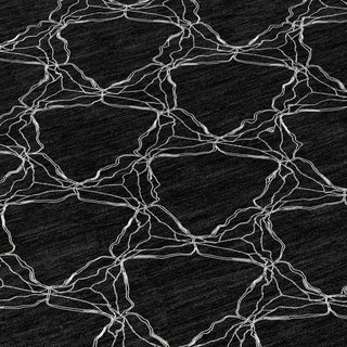 Piper Looms Chantille Geometric ACN960 Black Machine Washable Area Rug Swatch Image