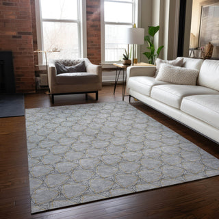Piper Looms Chantille Geometric ACN960 Gray Machine Washable Area Rug Lifestyle Image Feature