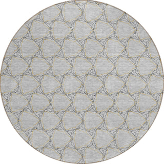 Piper Looms Chantille Geometric ACN960 Gray Machine Washable Area Rug Round Main Image