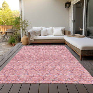Piper Looms Chantille Geometric ACN960 Pink Machine Washable Area Rug Outdoor Lifestyle Image Feature