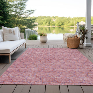 Piper Looms Chantille Geometric ACN960 Pink Machine Washable Area Rug Outdoor Lifestyle Image Feature