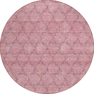 Piper Looms Chantille Geometric ACN960 Pink Machine Washable Area Rug Round Main Image