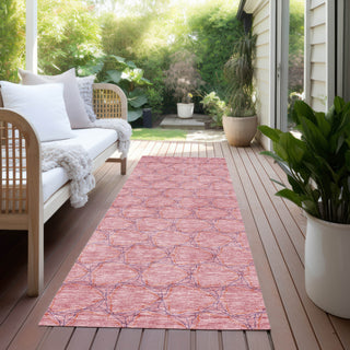 Piper Looms Chantille Geometric ACN960 Pink Machine Washable Area Rug Runner Outdoor Lifestyle Image Feature