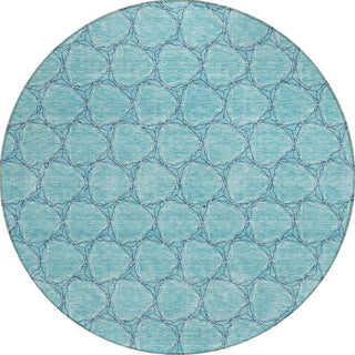 Piper Looms Chantille Geometric ACN960 Teal Machine Washable Area Rug Round Main Image