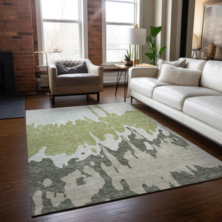 Piper Looms Chantille Abstract ACN961 Aloe Machine Washable Area Rug Lifestyle Image Feature