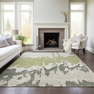 Piper Looms Chantille Abstract ACN961 Aloe Machine Washable Area Rug Lifestyle Image Feature