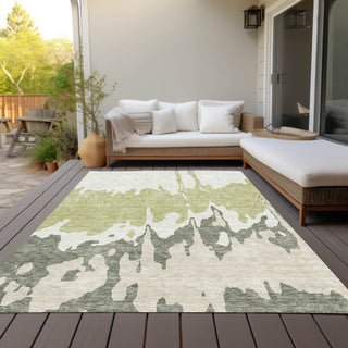 Piper Looms Chantille Abstract ACN961 Aloe Machine Washable Area Rug Outdoor Lifestyle Image Feature
